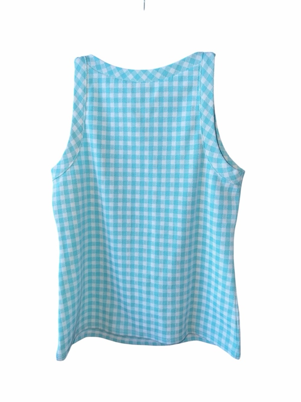 Ann Taylor Ann Taylor Gingham Boatneck Tank Top In Aqua Pop size Medium - Picture 3 of 7